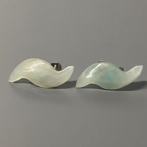 Vintage Green Jade Earrings SScrewback Art Deco Style Jewelry